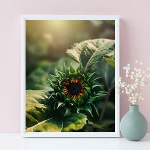 Artisan Opening Sunflower GiclΓ©e Unframed Photography Print